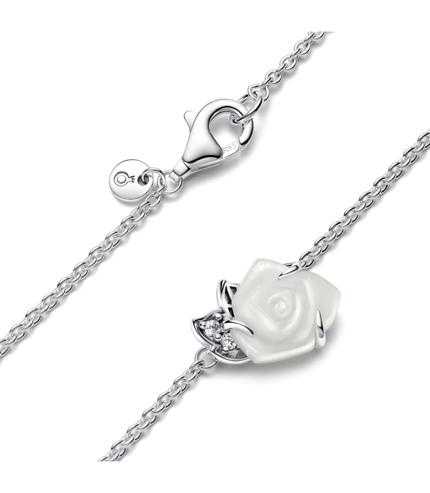 Collar en plata de ley Rosa Blanca Floreciendo​