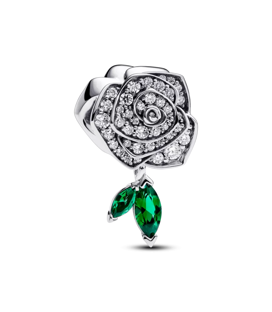 Charm en plata de ley Rosa Floreciendo Brillante