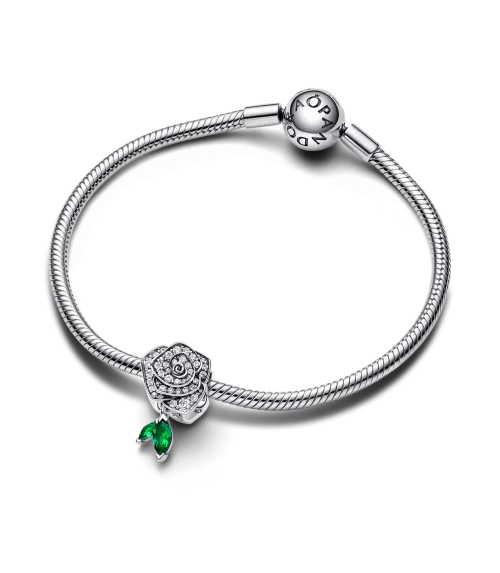 Charm en plata de ley Rosa Floreciendo Brillante