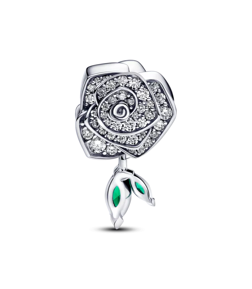 Charm en plata de ley Rosa Floreciendo Brillante