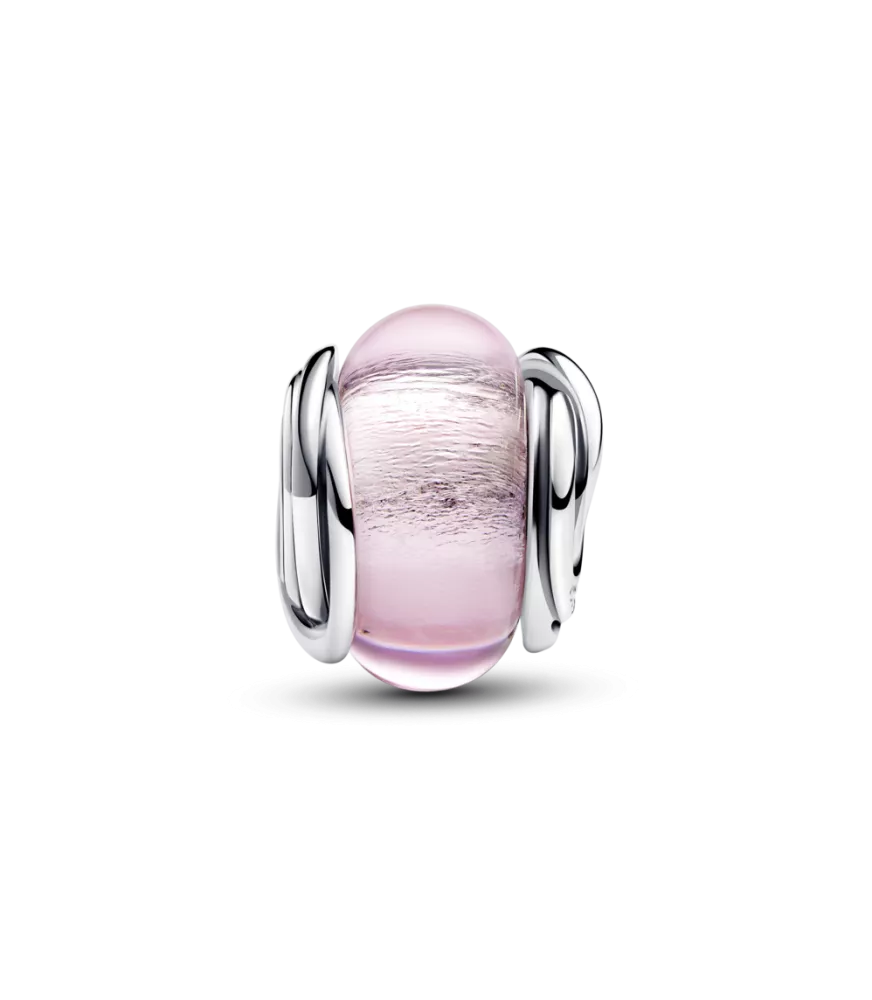 Charm en plata de ley Cristal de Murano Rosa Envuelto​