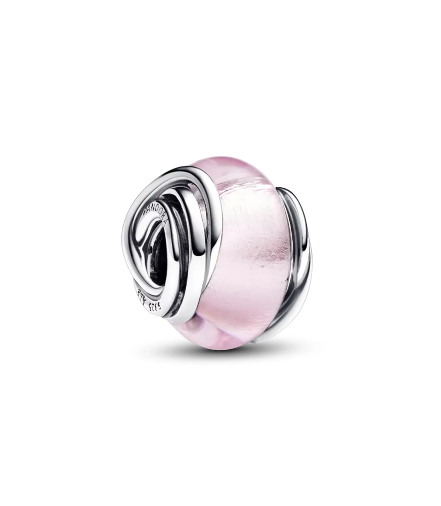 Charm en plata de ley Cristal de Murano Rosa Envuelto​