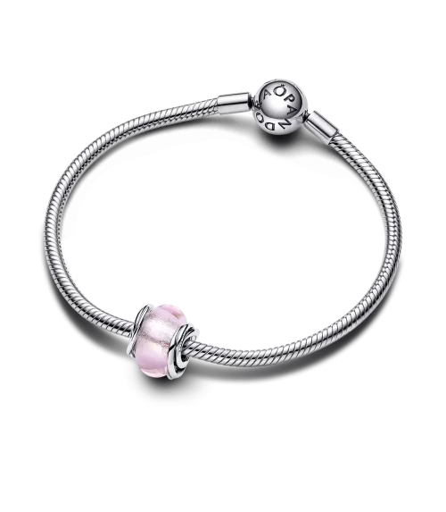 Charm en plata de ley Cristal de Murano Rosa Envuelto​