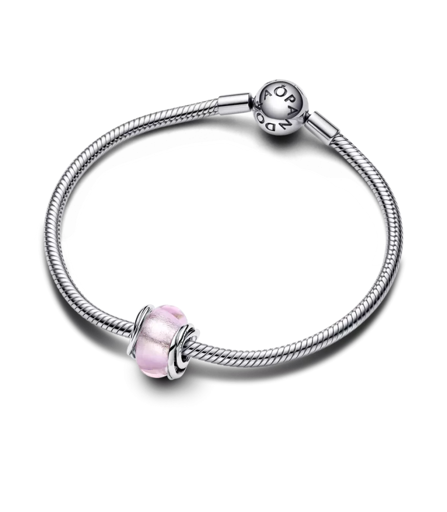 Charm en plata de ley Cristal de Murano Rosa Envuelto​