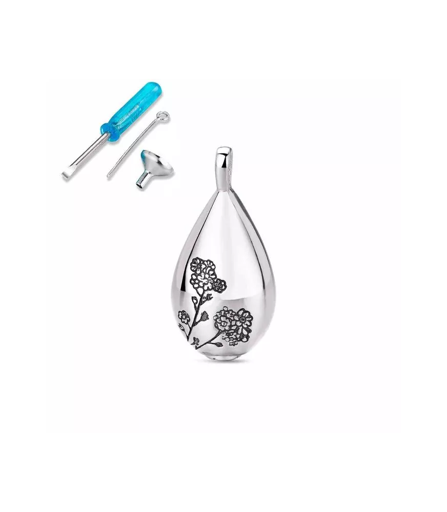 Colgante No meolvides de plata rodiada Gota 