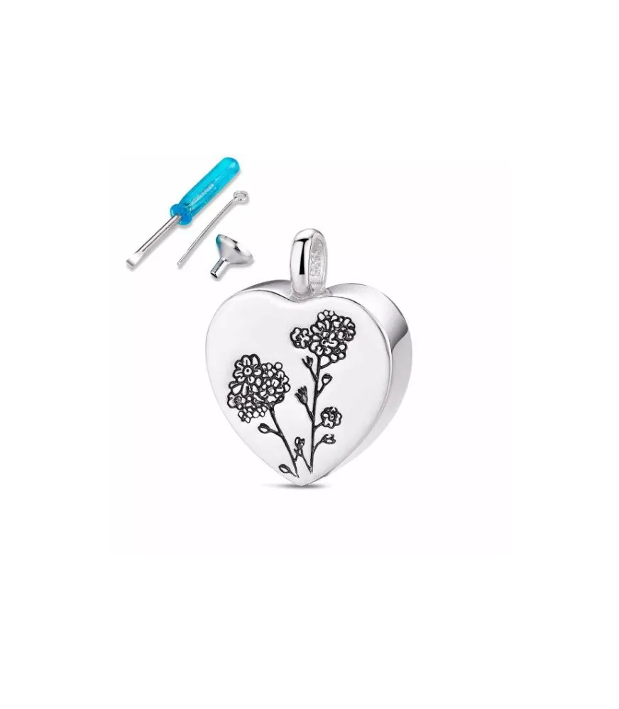 Colgante No meolvides de plata rodiada Corazón.