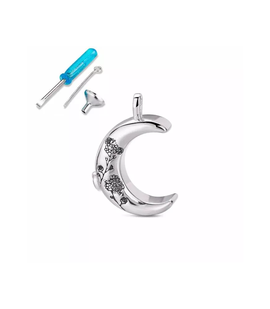 Colgante No meolvides de plata rodiada Luna.