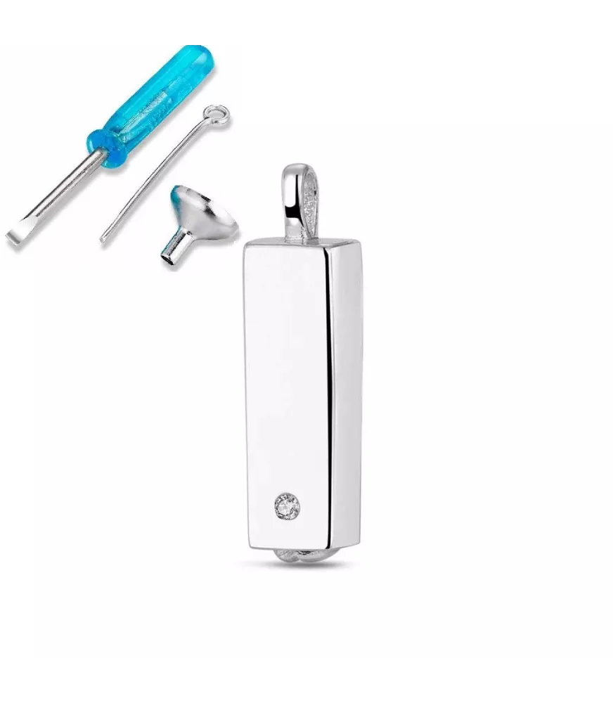 Colgante No meolvides de plata rodiada Cubo.