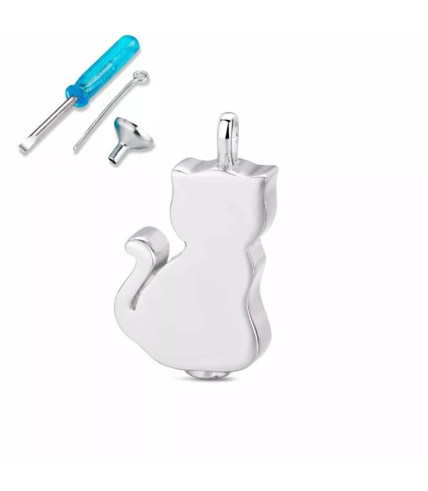 Colgante No meolvides de plata rodiada Gato.