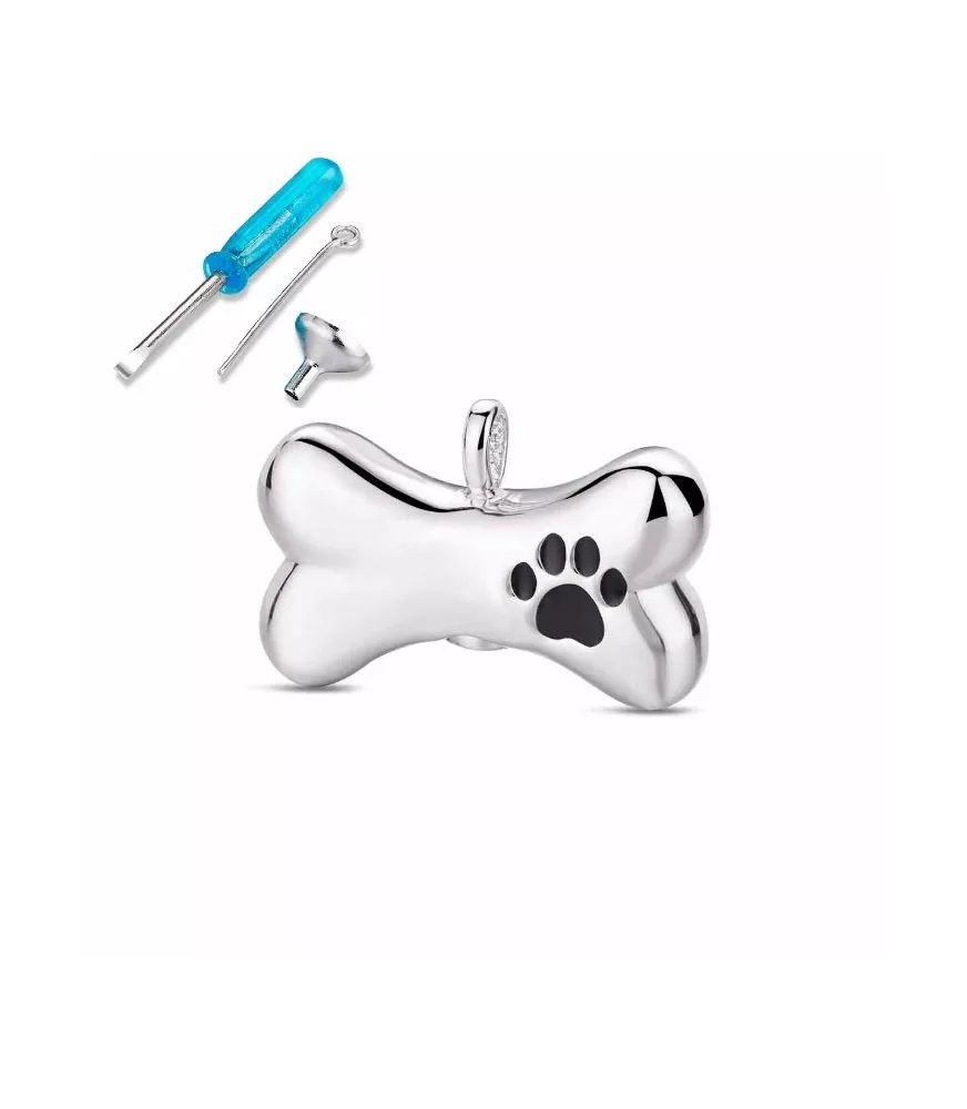 Colgante No meolvides de plata rodiada Hueso.