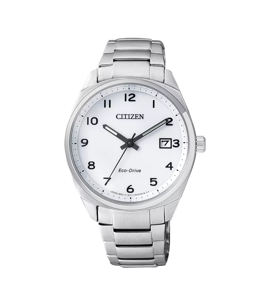 Eco-drive E111, con reserva de carga de 6 meses y calendario.