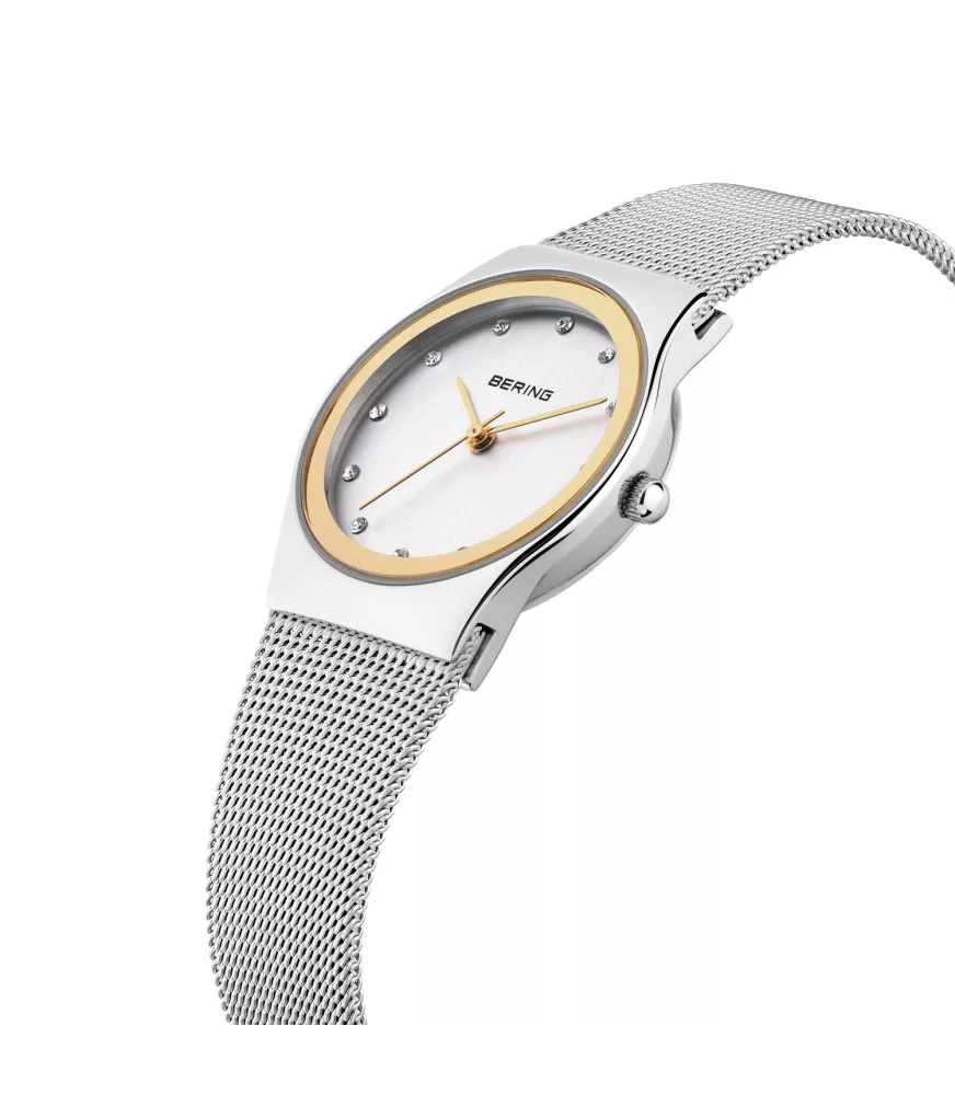 RELOJ CLÁSICO MUJER MALLA Y SWAROVSKI ELEMENTS BISEL DORADO 12927-010