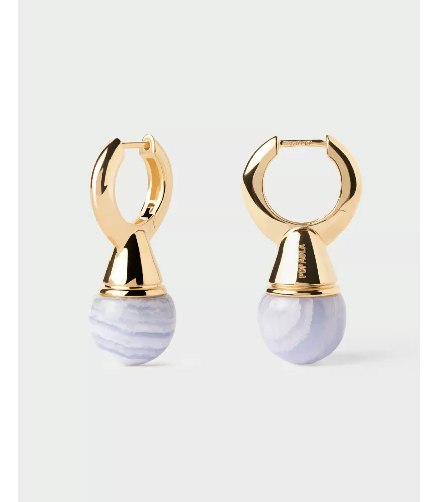 Pendientes Ágata Azul Riviera, P D Paola, colección Aqua.