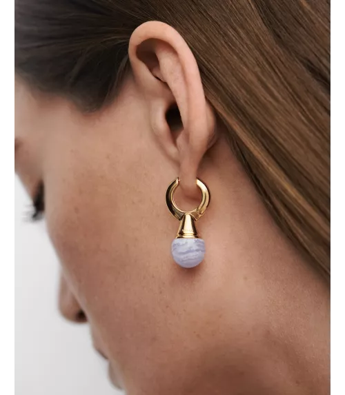 Pendientes Ágata Azul Riviera, P D Paola, colección Aqua.