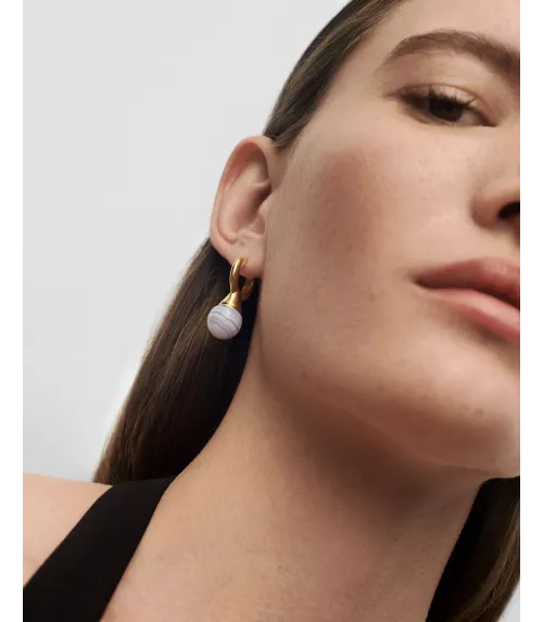 Pendientes Ágata Azul Riviera, P D Paola, colección Aqua.