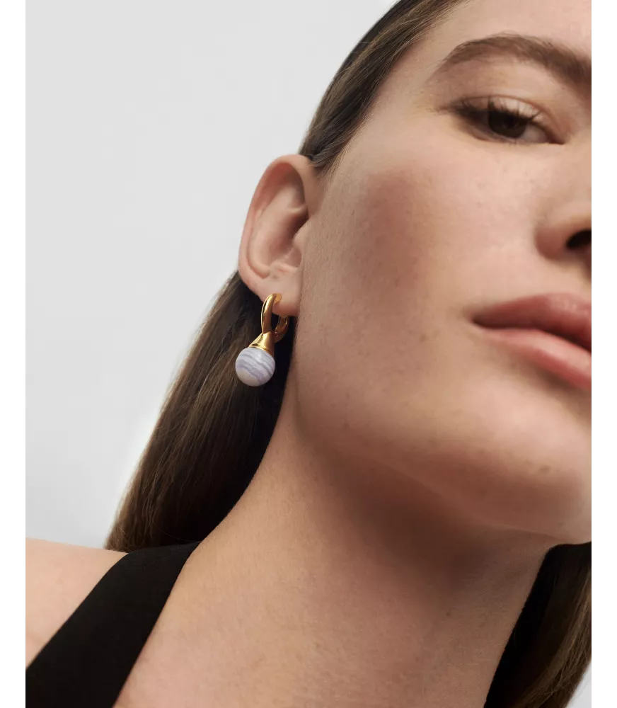 Pendientes Ágata Azul Riviera, P D Paola, colección Aqua.