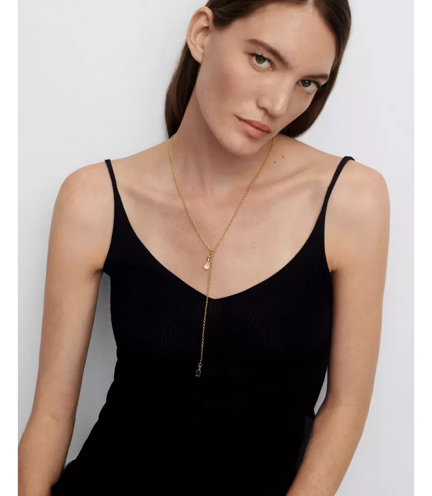 Collar cadena cristal de roca tango, P D Paola, colección Aqua.