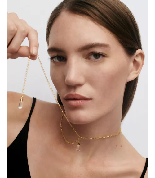 Collar cadena cristal de roca tango, P D Paola, colección Aqua.