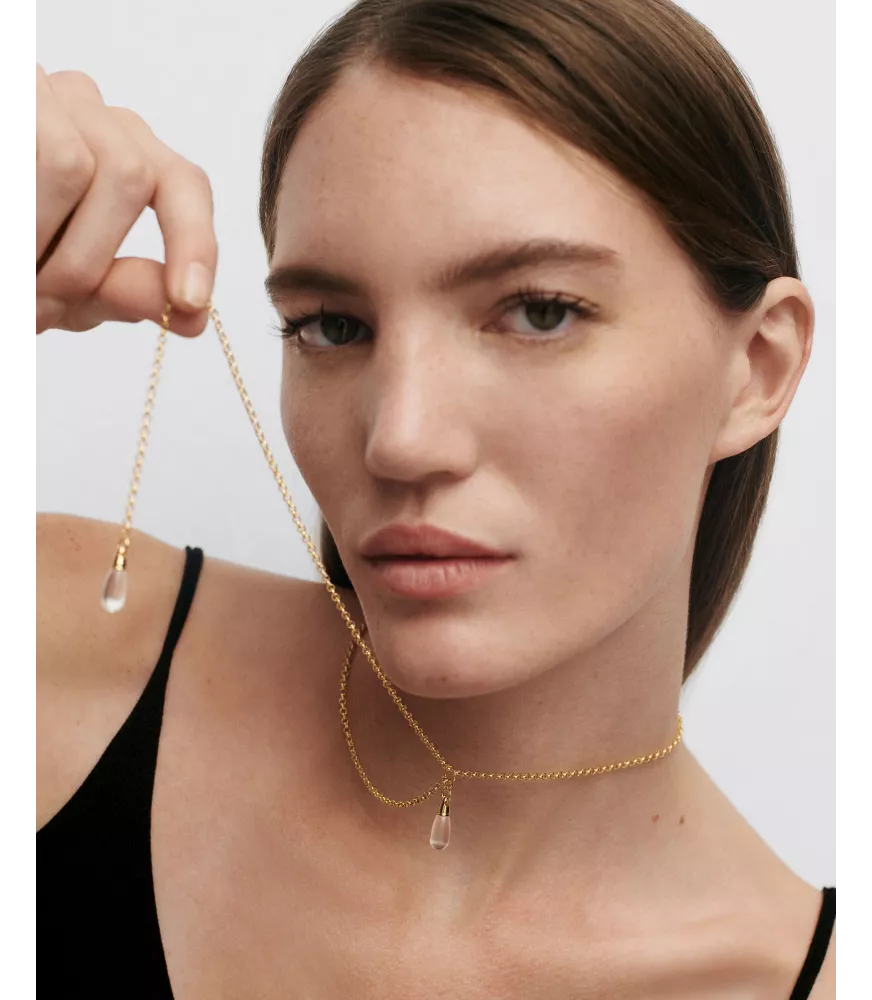 Collar cadena cristal de roca tango, P D Paola, colección Aqua.