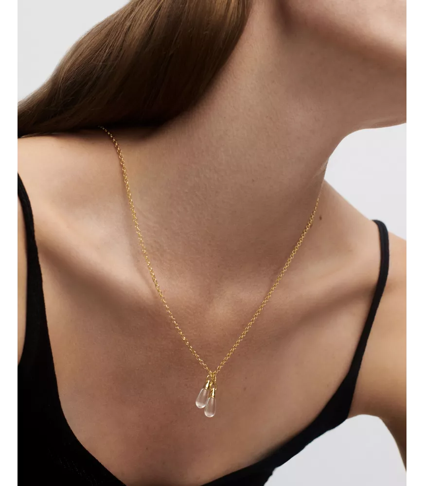 Collar cadena cristal de roca tango, P D Paola, colección Aqua.