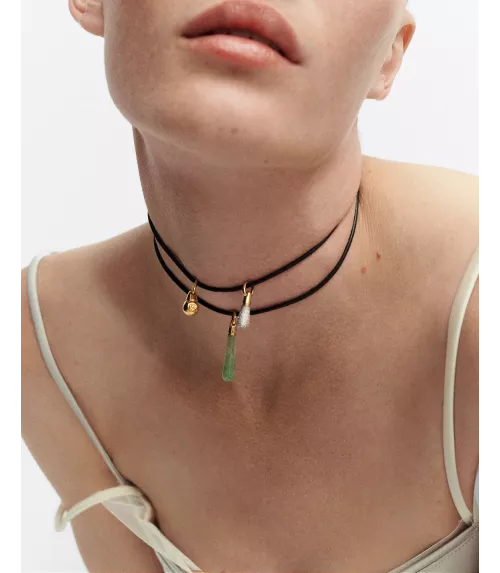 Collar lazo de cuero Dana, P D Paola, colección Aqua.