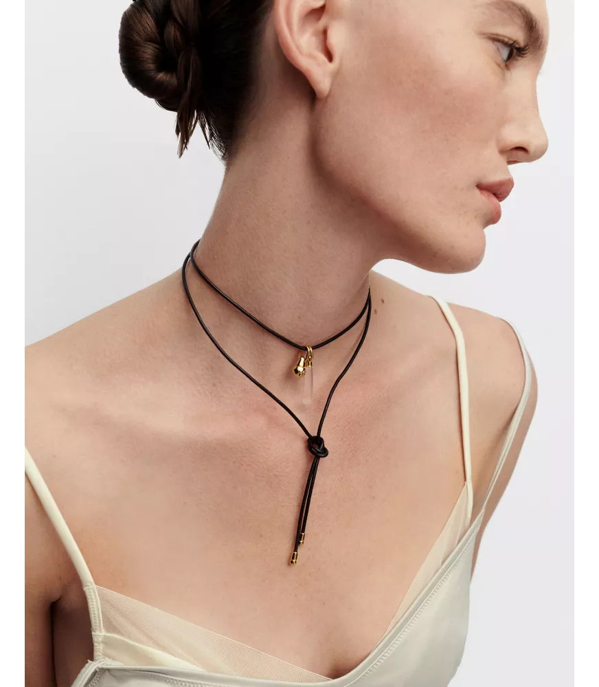 Collar lazo de cuero Dana, P D Paola, colección Aqua.