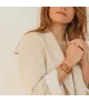Pulsera Hidalgo Cuero CXC, en metal bañado en oro.