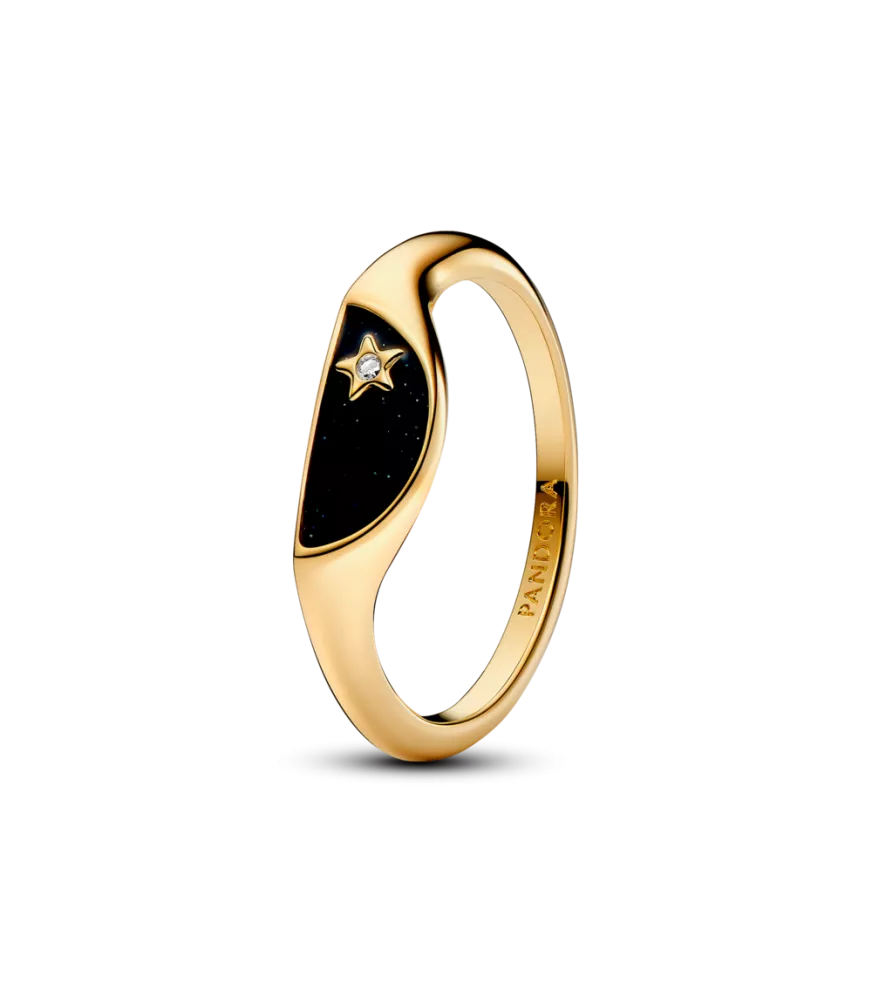 Anillo Pandora ME con un recubrimiento en oro de 14k Mitad Sello Esmaltado