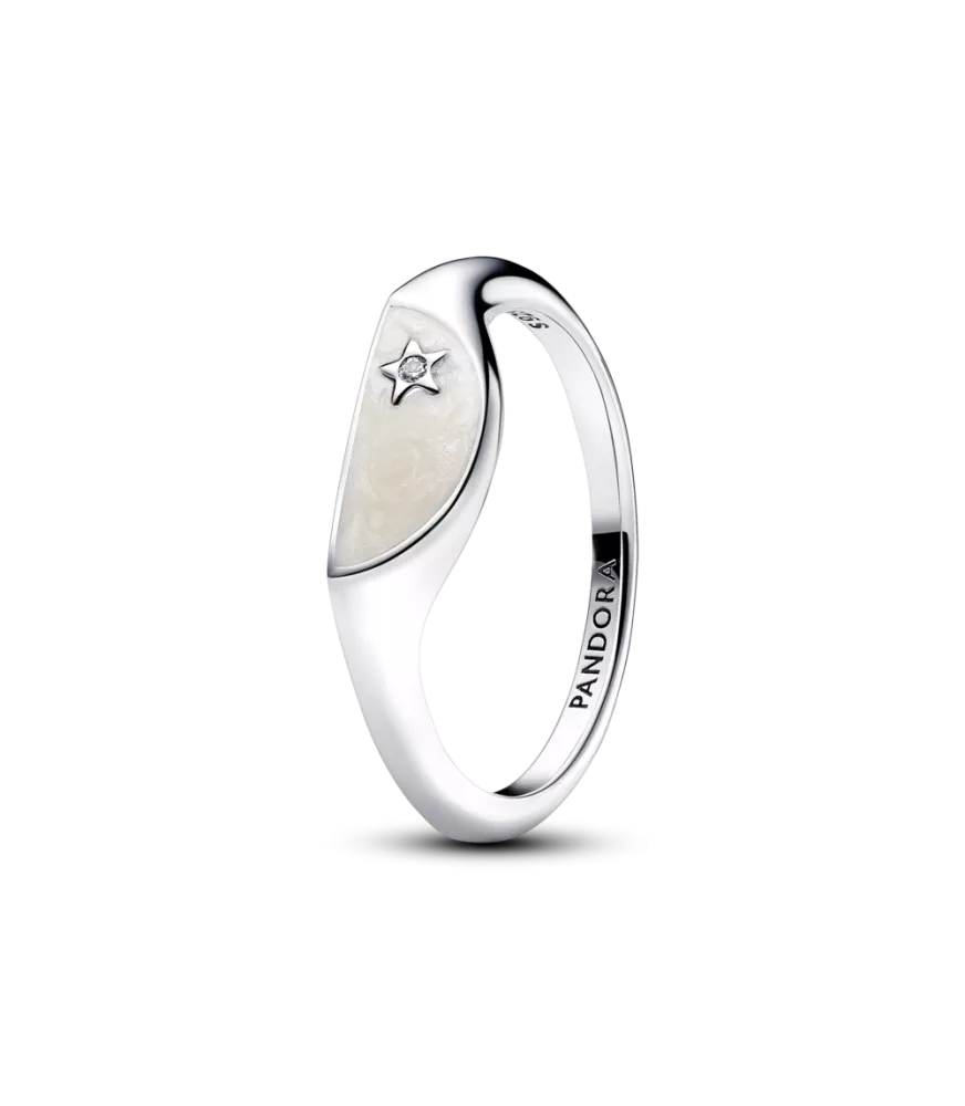 Anillo Pandora ME  en plata de ley Mitad Sello Esmaltado