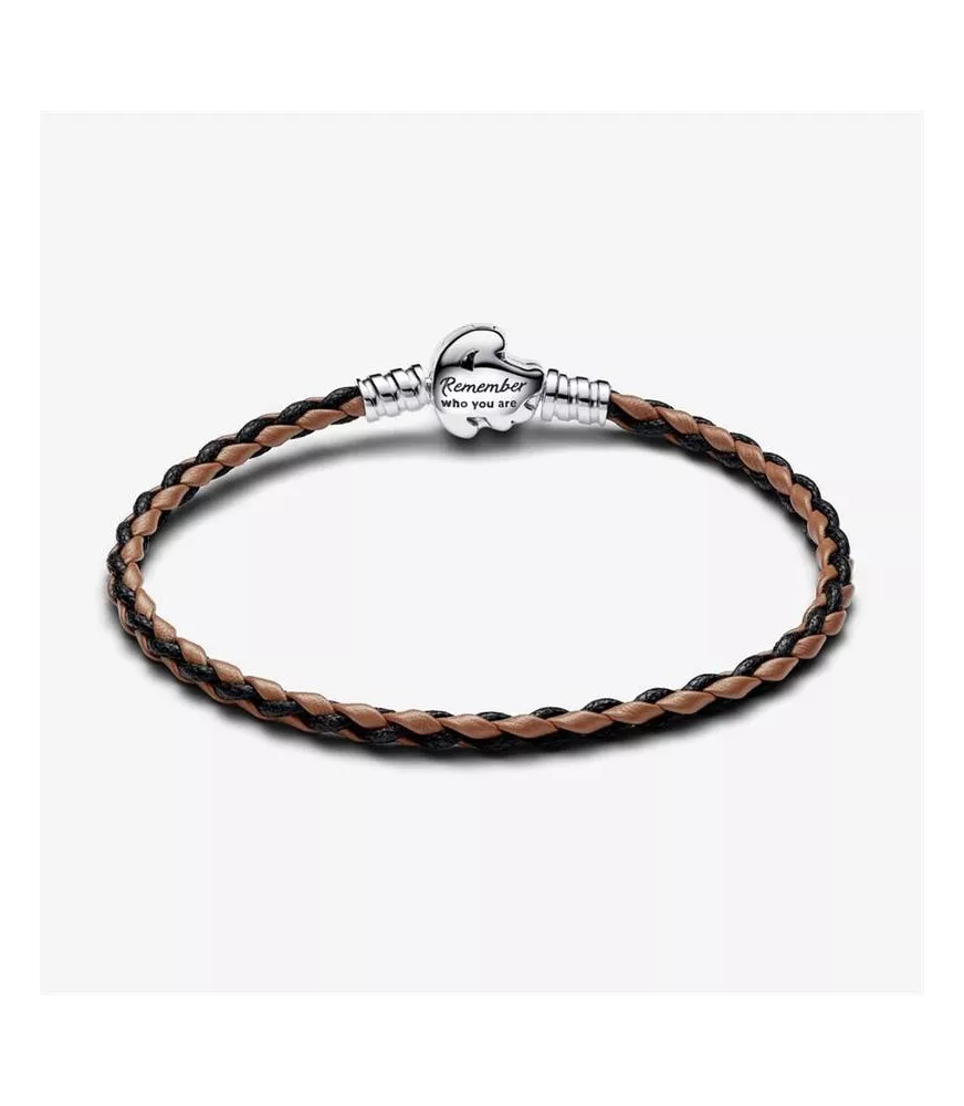Pulsera Pandora Moments en Cuero Trenzado con Cierre El Rey León de Disney