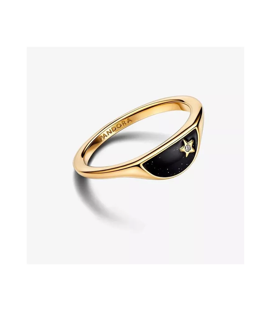 Anillo Pandora ME con un recubrimiento en oro de 14k Mitad Sello Esmaltado