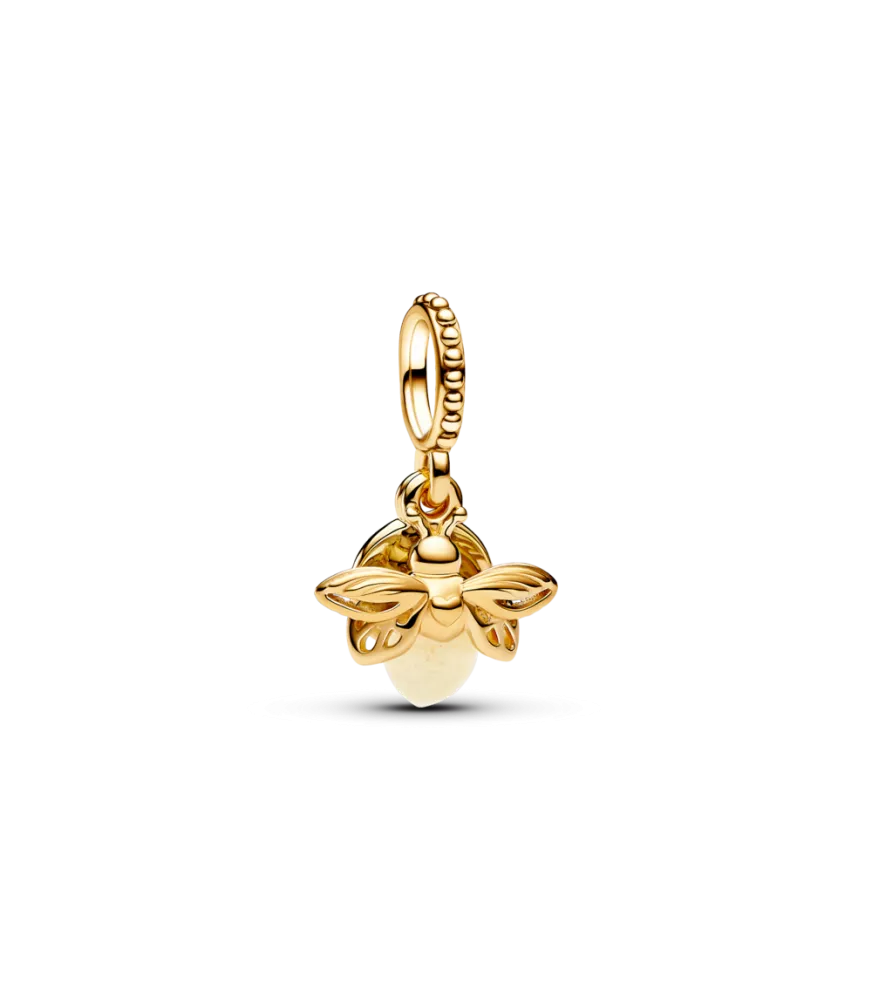 Charm colgante con un recubrimiento en oro de 14k Luciérnaga que Brilla en la Oscuridad 