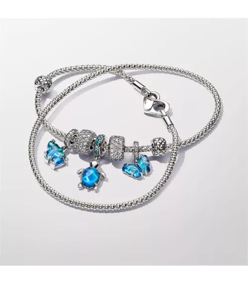 Charm en plata de ley y de Cristal de Murano Azul Elefante 