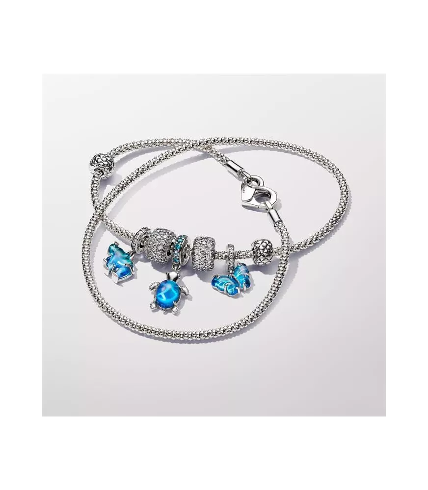 Charm en plata de ley y de Cristal de Murano Azul Elefante 