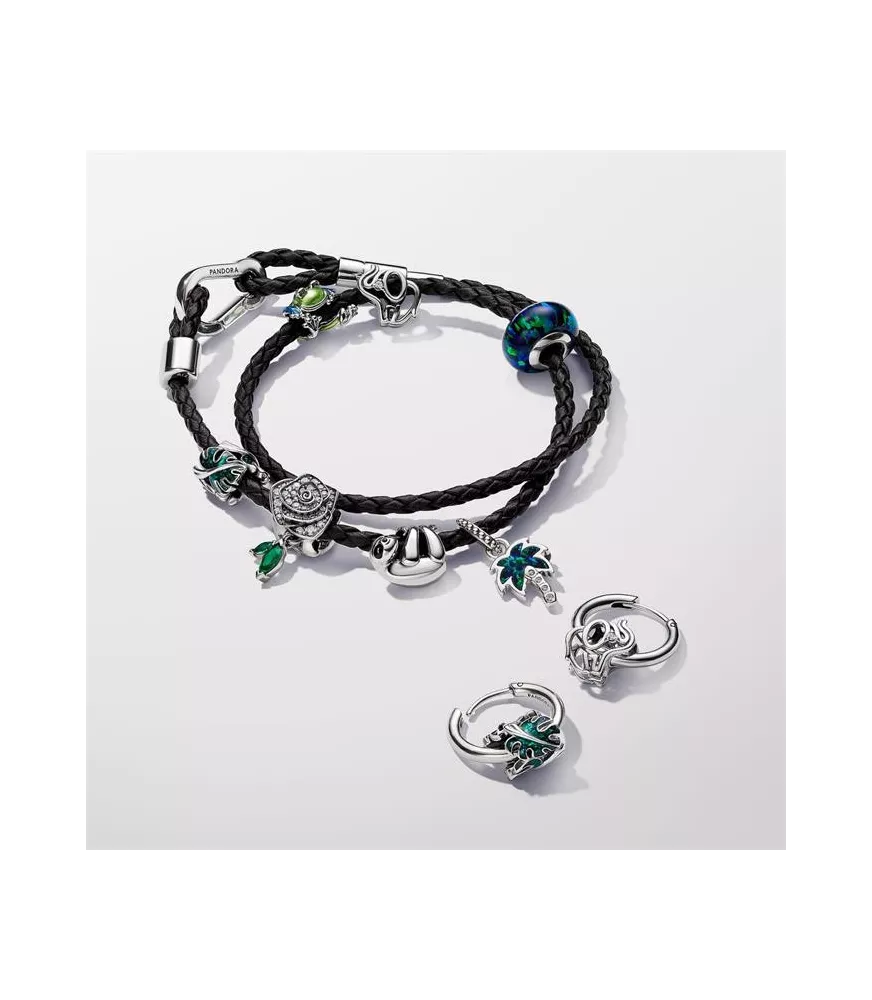 Charm colgante en plata de ley Palmera Verde Opalescente 