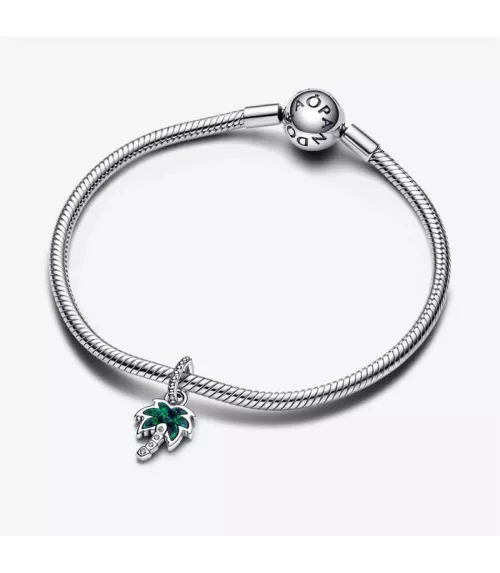 Charm colgante en plata de ley Palmera Verde Opalescente 
