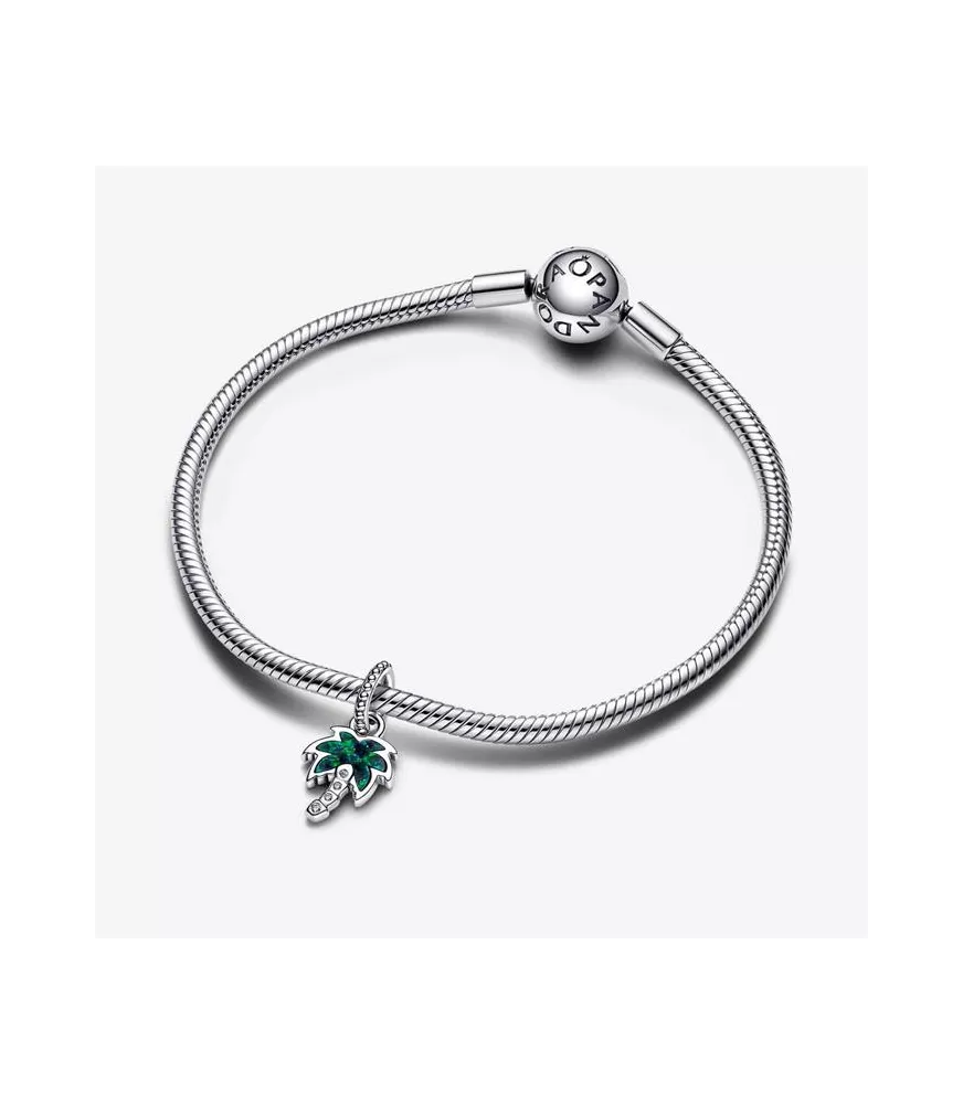 Charm colgante en plata de ley Palmera Verde Opalescente 