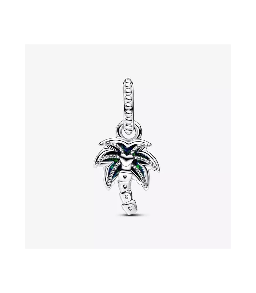 Charm colgante en plata de ley Palmera Verde Opalescente 