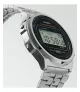Reloj Casio vintage digital, con esfera negra y brazalete de acero.