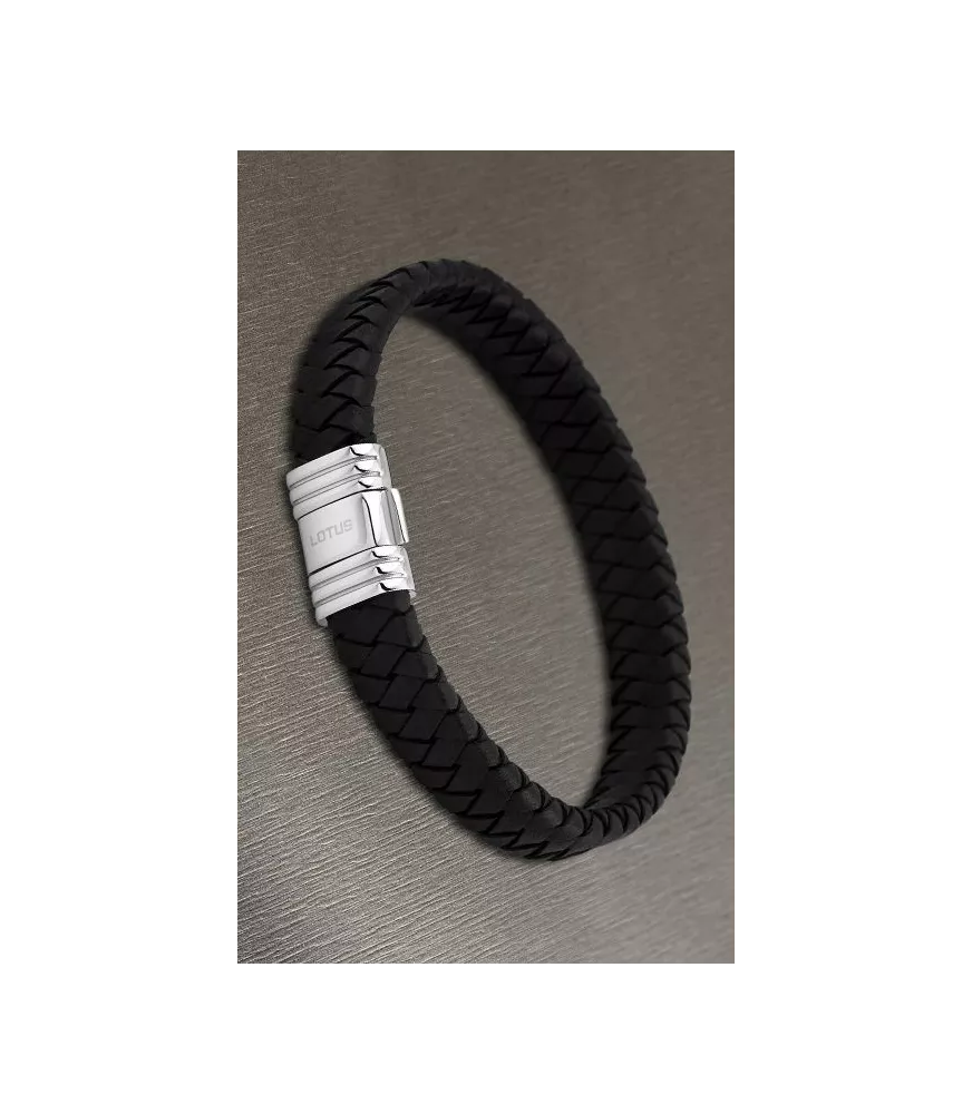 Pulsera Lotus Style Hombre en acero y cuero. LS1518/2/2