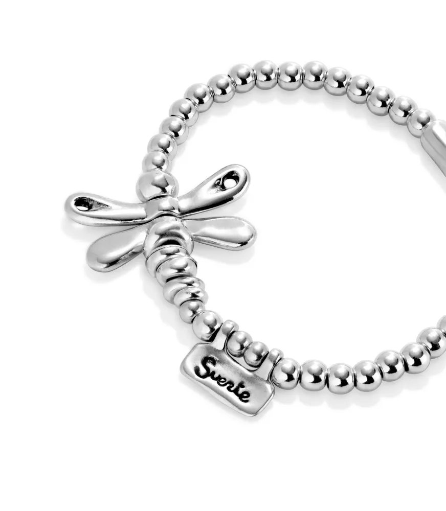 Pulsera Ser Rebelde Unode50, en metal bañado en plata.