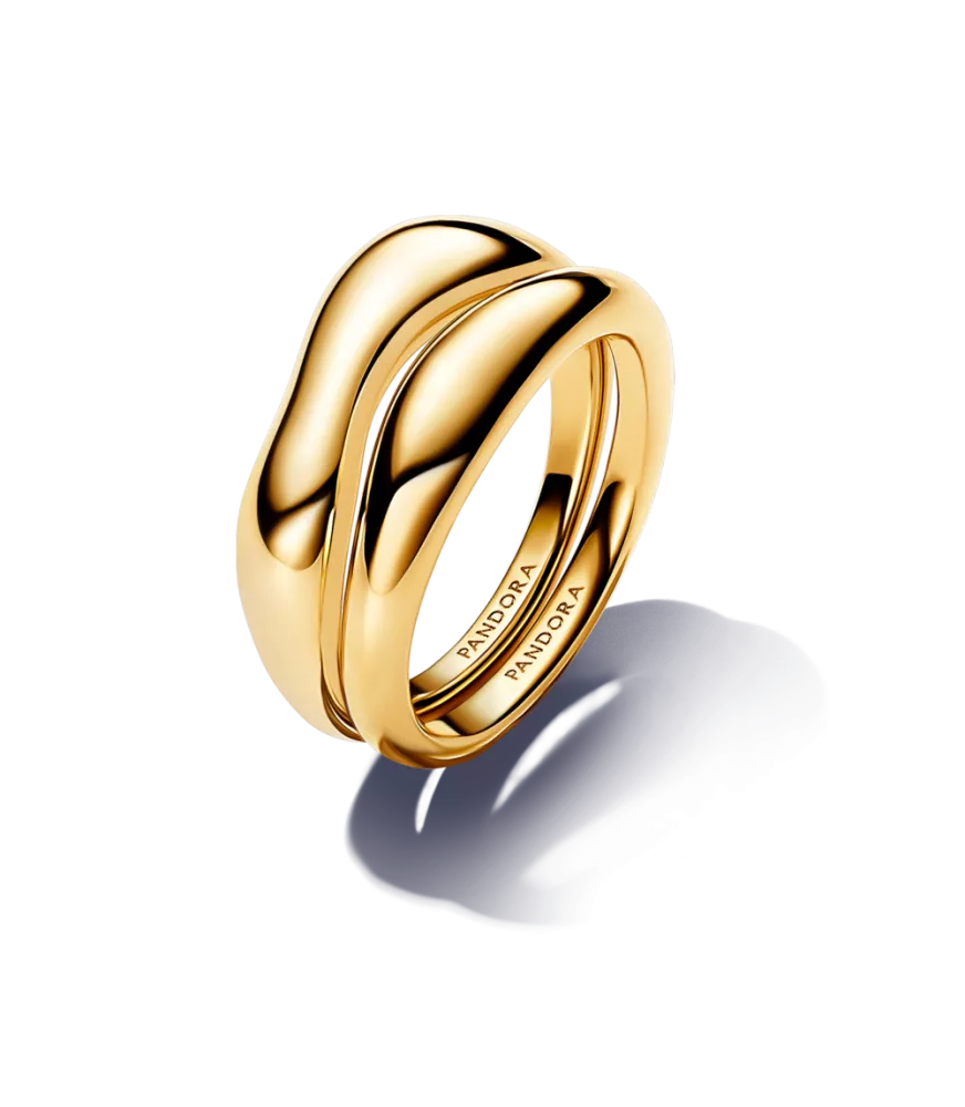 Anillos Combinables con un recubrimiento en oro de 14k Forma Orgánica