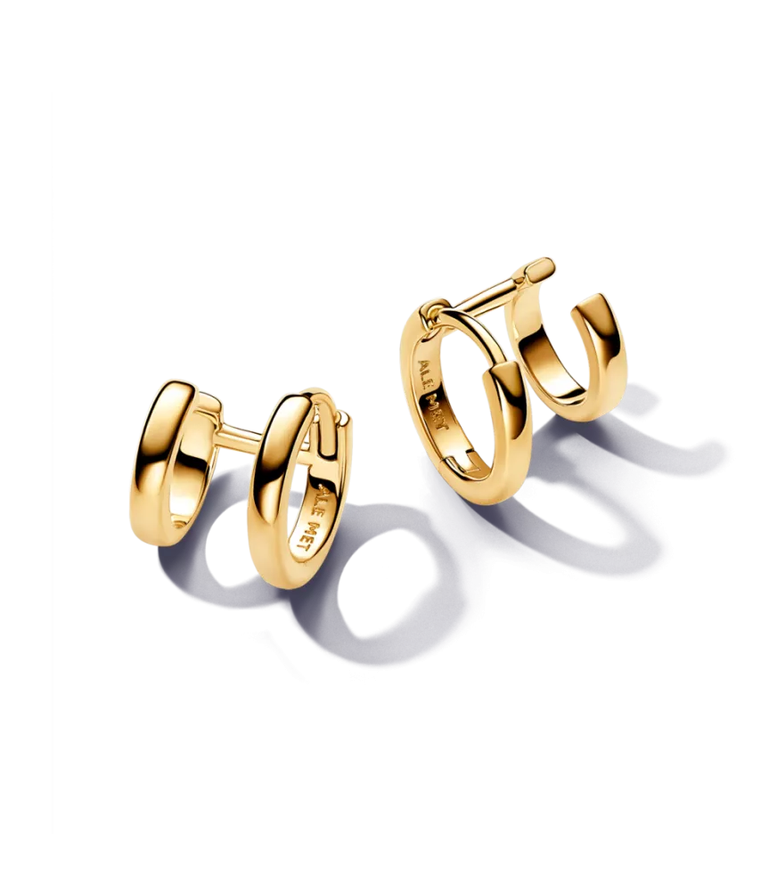 Pendientes de aro con un recubrimiento en oro de 14k Abrazo Doble