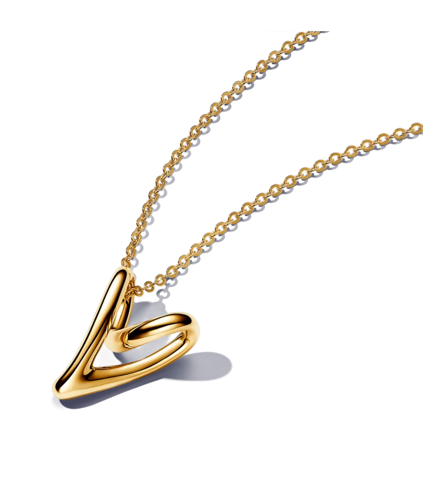 Collar con un recubrimiento en oro de 14k Corazón Forma Orgánica 