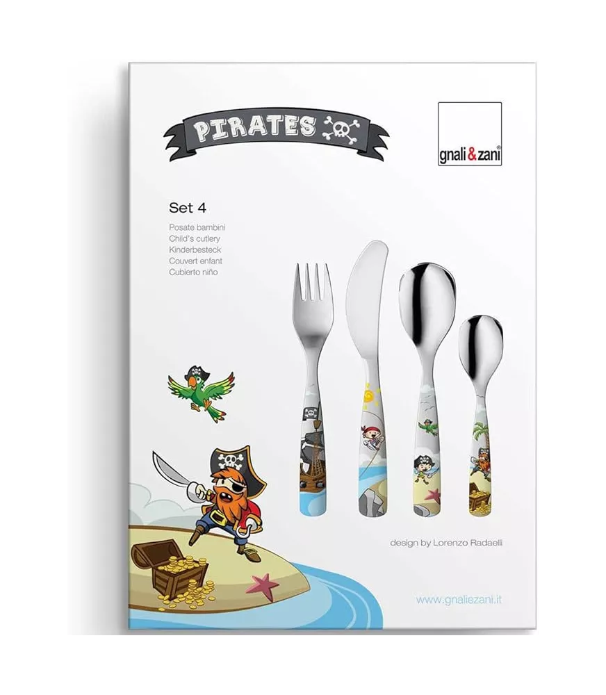 Cubiertos de acero "Piratas" con esmalte. LU6077