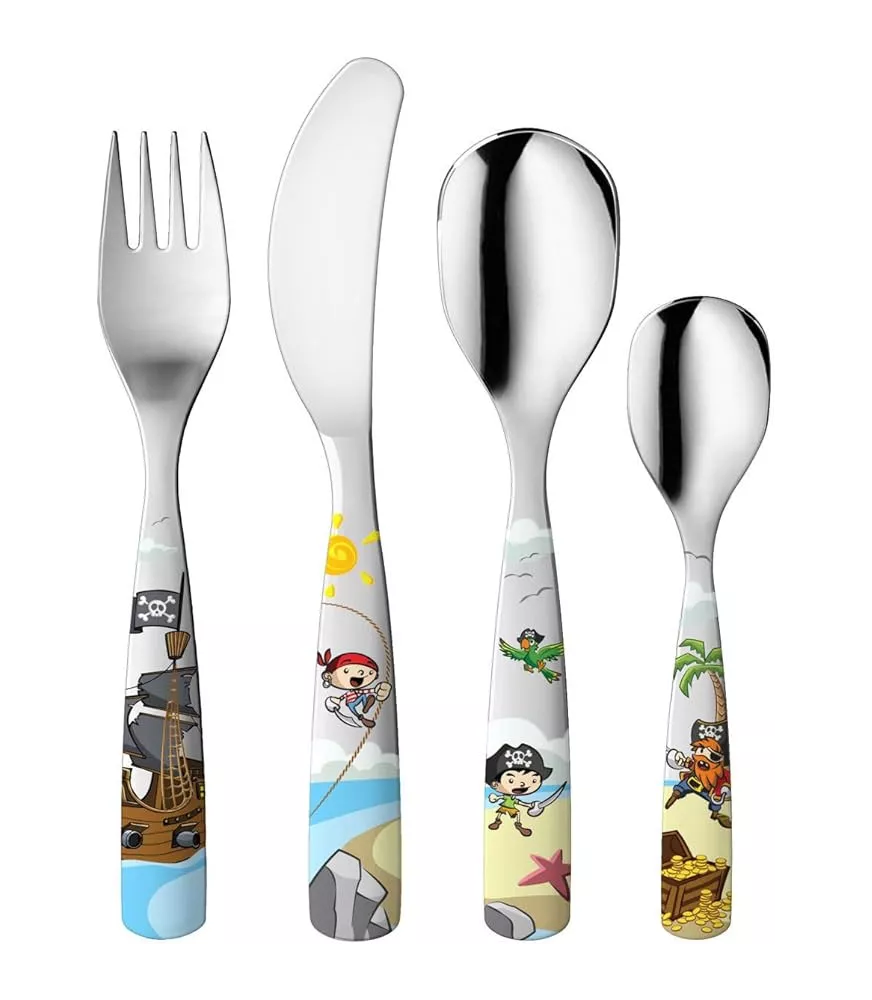 Cubiertos de acero "Piratas" con esmalte. LU6077