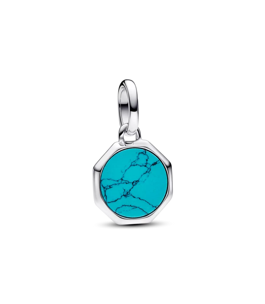 Charm Mini Medallón Grabable Pandora ME en plata de ley Azul Turquesa