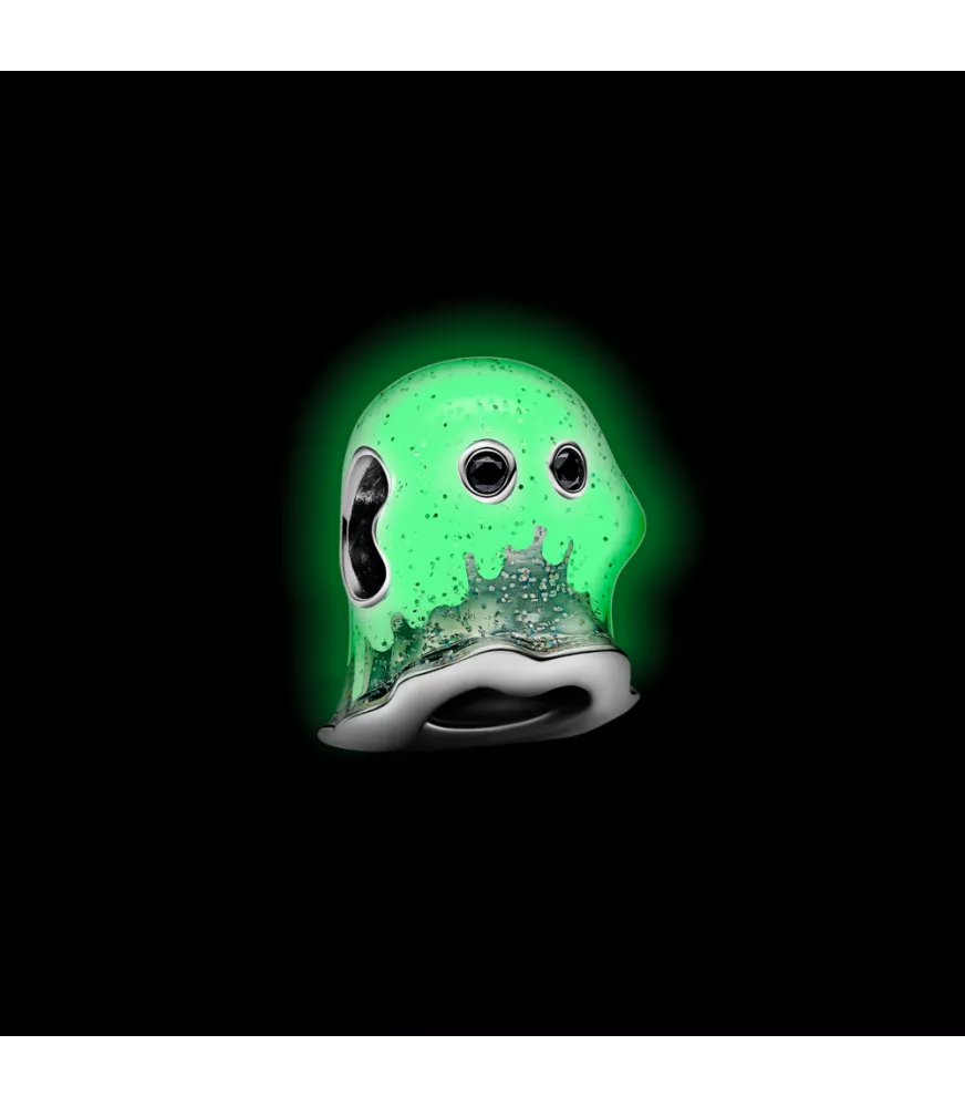 Charm en plata de ley Fantasma Boo que brilla en la oscuridad