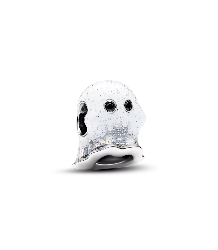Charm en plata de ley Fantasma Boo que brilla en la oscuridad