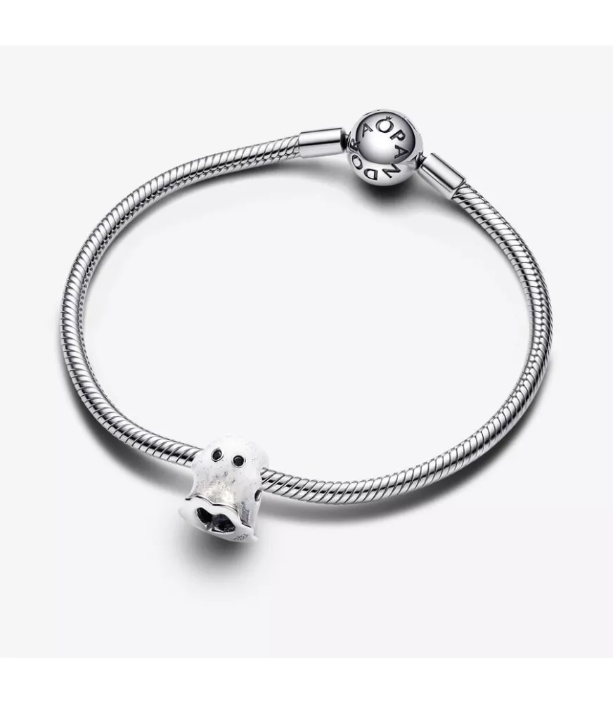 Charm en plata de ley Fantasma Boo que brilla en la oscuridad